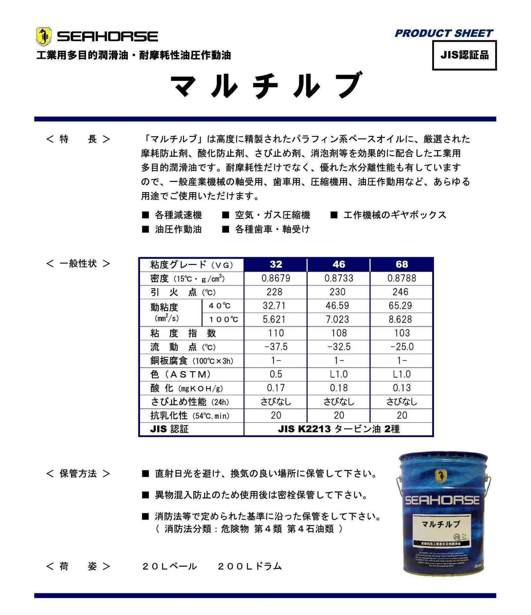 耐摩耗性 工業用多目的潤滑油 油圧作動油 ハイロドリックオイル VG32