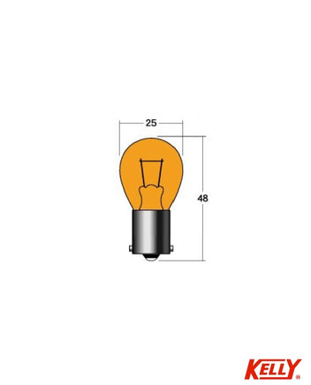 【 S25 BA15S 】シングル球 10個入 24V 25W アンバー ウィンカー ランプ 交換用電球 KELLY 品番10002100