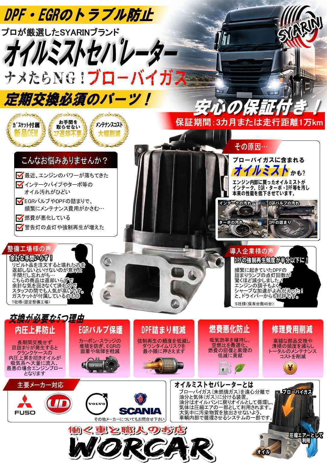 オイルミストセパレーター CCV OCV 三菱ふそう スーパーグレート 6R20