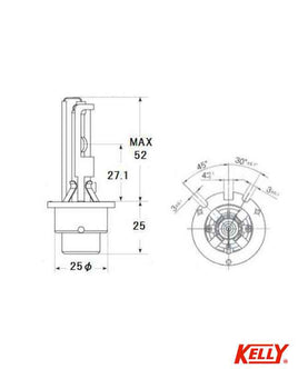 HIDバルブ D2C 12V-24V 35W クリア 交換用ヘッドライトバルブ KELLY 品番3446-7030